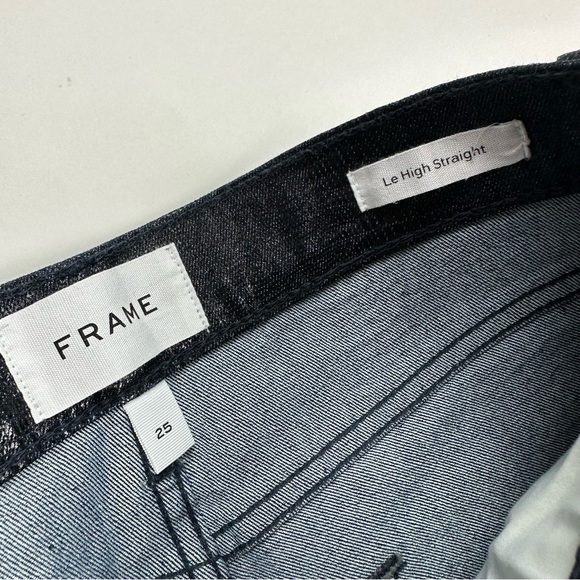 Frame Denim Le High Straight Indigo Lizard Coated Jeans Sz 25 - Picture 7 of 11
